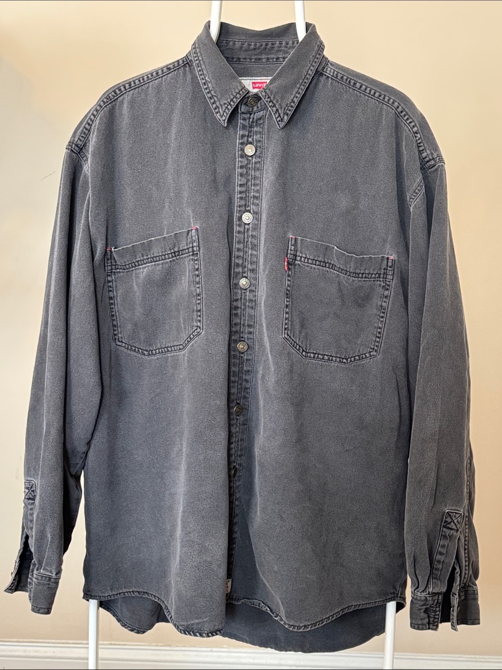 Levi's Red Tab Men's Faded Black Denim Button-Up Work Shirt